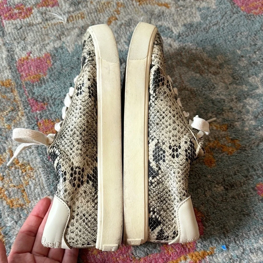 Sam Edelman “Ethyl” Snake Print Sneakers - Cream and Black